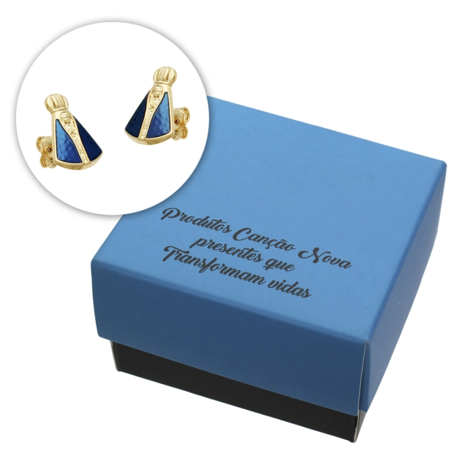 Brinco Nossa Senhora Aparecida Manto Azul - Semijoia Brinco Nossa Senhora Aparecida Manto Azul - Semijoia