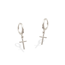 Brinco Prata Argolinha com Cruz Palito Brinco Prata Argolinha com Cruz Palito