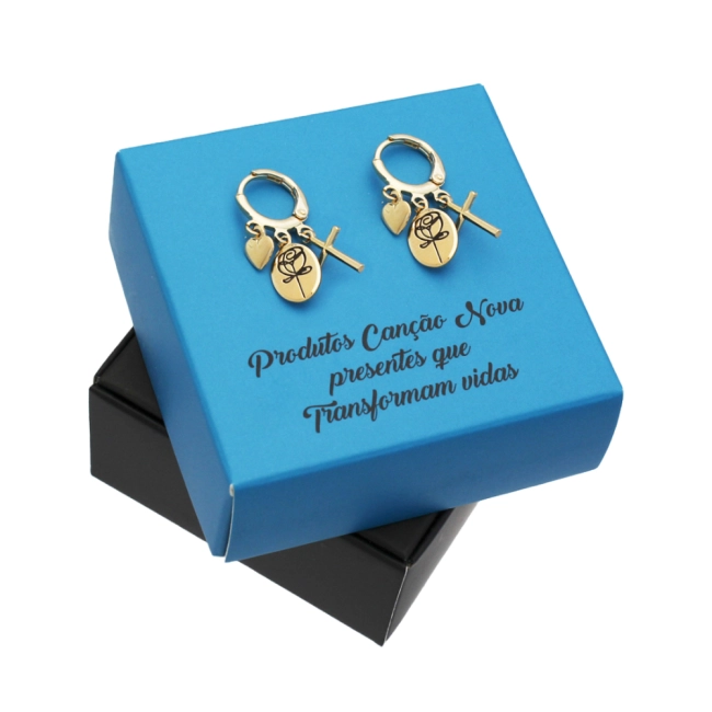 Brinco Rosa de Nossa Senhora - Semi Joia Brinco Rosa de Nossa Senhora - Semi Joia