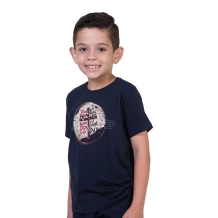 Camiseta Infantil Medalha das Duas Cruzes - Azul Marinho Camiseta Infantil Medalha das Duas Cruzes - Azul Marinho