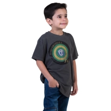 Camiseta Infantil Meu Escudo é a Fé - Cinza Estonada Camiseta Infantil Meu Escudo é a Fé - Cinza Estonada