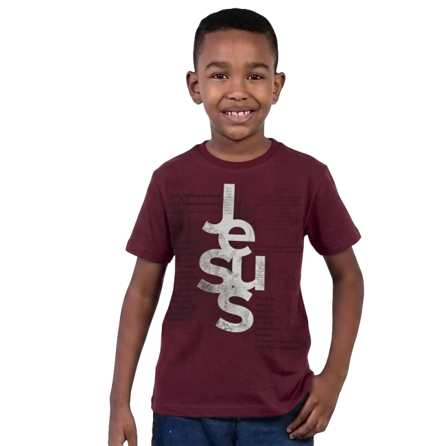 Camiseta Infantil Nome de Jesus - Bordô