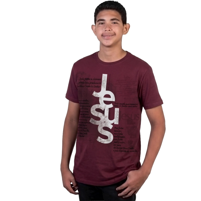 Camiseta Juvenil Nome de Jesus - Bordô