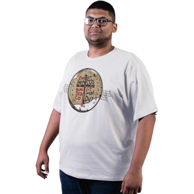Camiseta Plus Size Medalha das Duas Cruzes - Branco