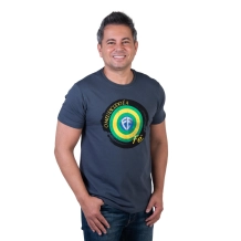 Camiseta Slim Meu Escudo é a Fé - Chumbo Camiseta Slim Meu Escudo é a Fé - Chumbo