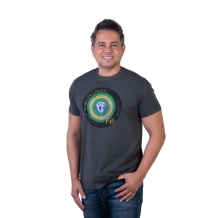 Camiseta Slim Meu Escudo é a Fé - Cinza Estonada Camiseta Slim Meu Escudo é a Fé - Cinza Estonada