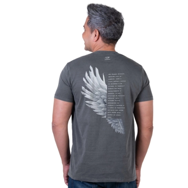 Camiseta Slim São Miguel Arcanjo - Cinza Metal Camiseta Slim São Miguel Arcanjo - Cinza Metal