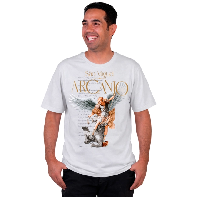 Camiseta Slim São Miguel Arcanjo - Cinza Cloud