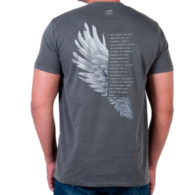 Camiseta Slim São Miguel Arcanjo - Cinza Metal Camiseta Slim São Miguel Arcanjo - Cinza Metal