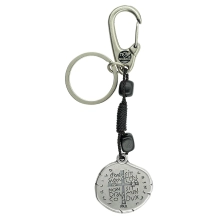 Chaveiro Medalha das Duas Cruzes Contas Quadrada - cor prata 36mm
