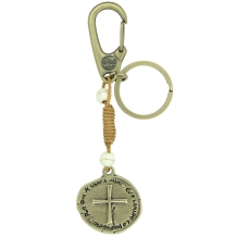 Chaveiro Medalha das Duas Cruzes - Pedra Cerâmica Chaveiro Medalha das Duas Cruzes - Pedra Cerâmica