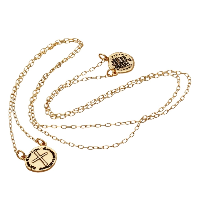 Corrente com Dupla Medalha das Duas Cruzes - Semijoia Corrente com Dupla Medalha das Duas Cruzes - Semijoia