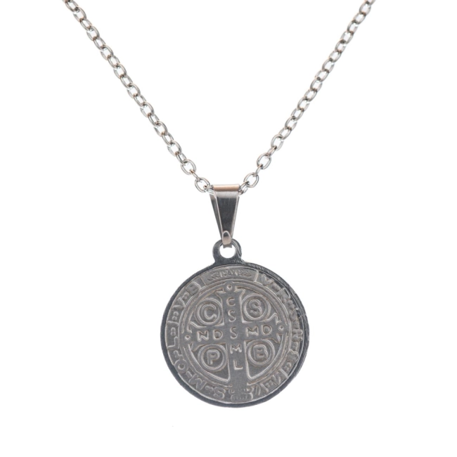 Corrente Medalha de São Bento Prateada Corrente Medalha de São Bento Prateada