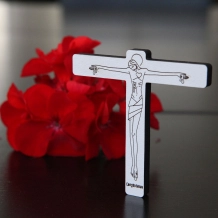 Crucifixo "Vinde, Ó Deus em meu auxílio" - Branco Crucifixo "Vinde, Ó Deus em meu auxílio" - Branco