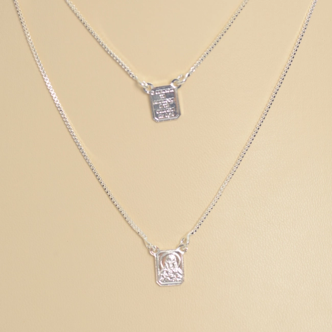 Escapulário Nossa Senhora do Carmo Prateado