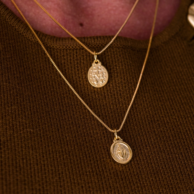 Gargantilha Dupla Medalha Nossa Senhora das Graças Gargantilha Dupla Medalha Nossa Senhora das Graças