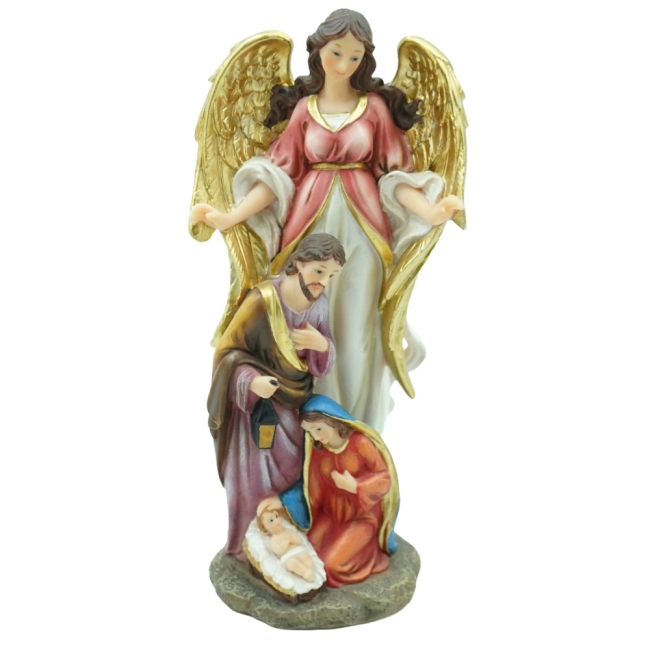 Imagem Sagrada Família com Anjo - 20 cm