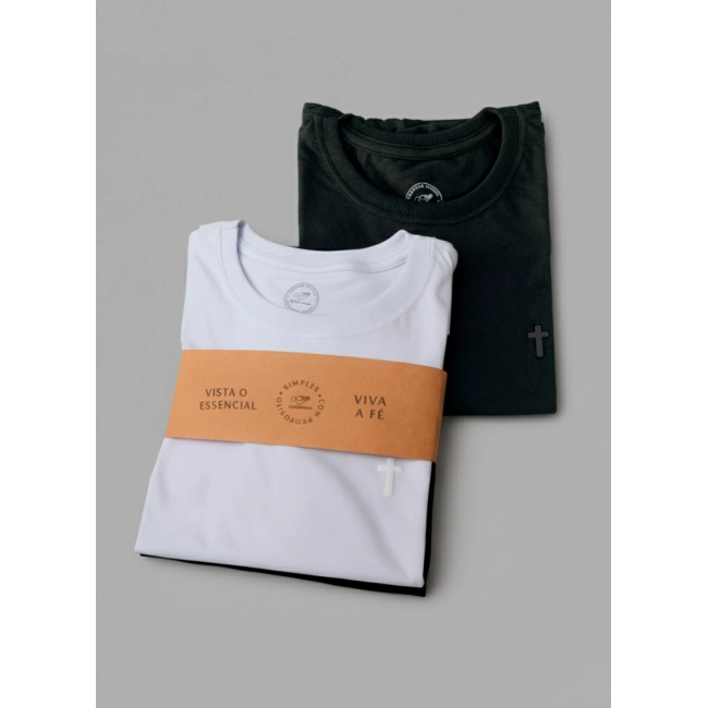 Kit Camisetas com Cruz Estampada Kit Camisetas com Cruz Estampada