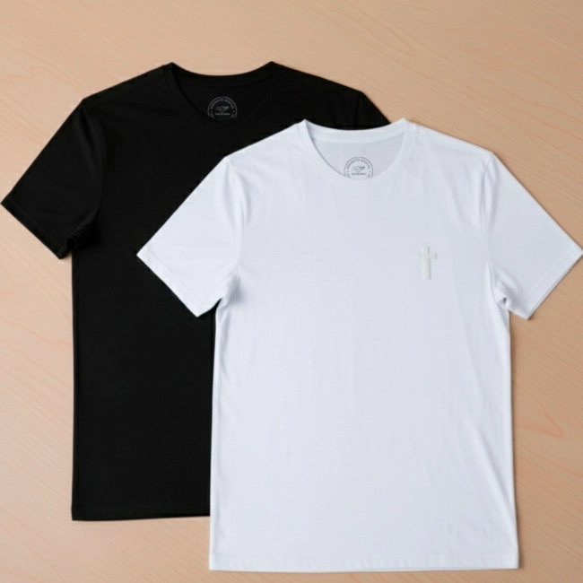 Kit Camisetas com Cruz Estampada Kit Camisetas com Cruz Estampada