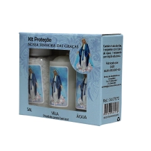 Kit Água, Vela e Sal Nossa Senhora das Graças Kit Água, Vela e Sal Nossa Senhora das Graças