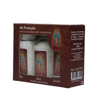 Kit Água, Vela e Sal Nossa Senhora de Guadalupe Kit Água, Vela e Sal Nossa Senhora de Guadalupe