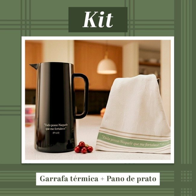 Kit Linha Casa - Garrafa Térmica + Pano de Prato