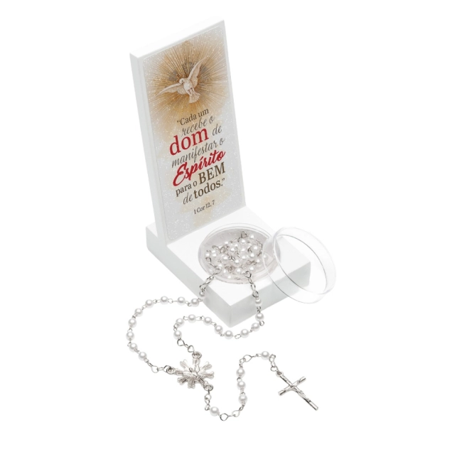 Lembrança Madeira com Terço Crisma