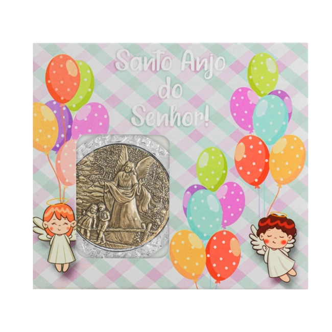 Medalhão de Berço Anjo da Guarda Prata Velha Medalhão de Berço Anjo da Guarda Prata Velha