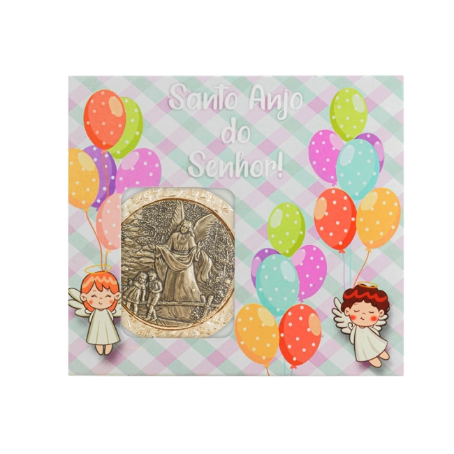 Medalhão de Berço Anjo Protetor Níquel Ouro Velho Medalhão de Berço Anjo Protetor Níquel Ouro Velho