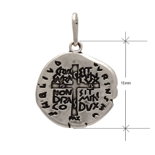 Pingente Medalha das Duas Cruzes Prata 990 - 15mm