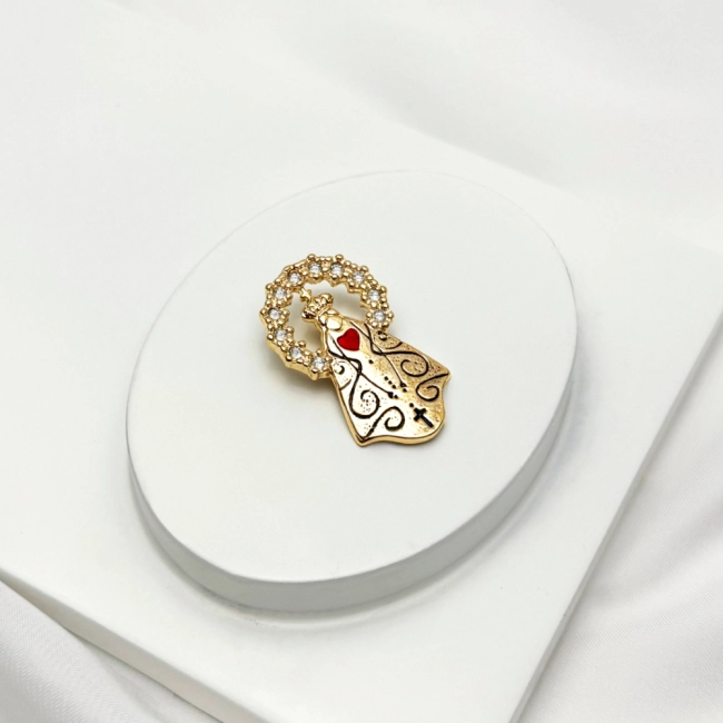 Pingente Nossa Senhora Aparecida Silhueta com Zircônia  - Semijoia Pingente Nossa Senhora Aparecida Silhueta com Zircônia  - Semijoia