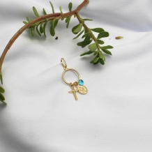 Pingente Nossa Senhora das Graças, Cruz e Ponto de Luz Pingente Nossa Senhora das Graças, Cruz e Ponto de Luz