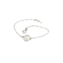 Pulseira Cartier Prata Medalha de São Bento 11 mm Pulseira Cartier Prata Medalha de São Bento 11 mm