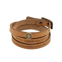 Pulseira de Couro Caramelo Regulável São Bento Pulseira de Couro Caramelo Regulável São Bento