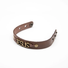 Pulseira de Couro Marrom Jesus Pulseira de Couro Marrom Jesus