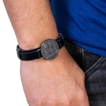 Pulseira de Couro Medalha São Bento - Onix