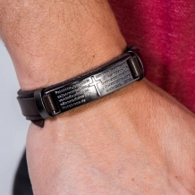 Pulseira de Couro Pai Nosso - Onix Pulseira de Couro Pai Nosso - Onix