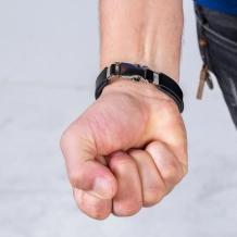 Pulseira de Couro Pai Nosso - Onix Pulseira de Couro Pai Nosso - Onix