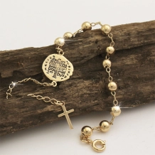 Pulseira Dezena Medalha das Duas Cruzes - Semijoia Pulseira Dezena Medalha das Duas Cruzes - Semijoia