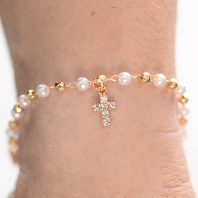 Pulseira Infantil Bolinhas e Pérola