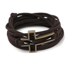 Pulseira Jovem Cristão Marrom Cruz Vazada