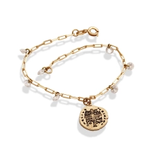 Pulseira Medalha das Duas Cruzes com Pedras - Semijoia Pulseira Medalha das Duas Cruzes com Pedras - Semijoia