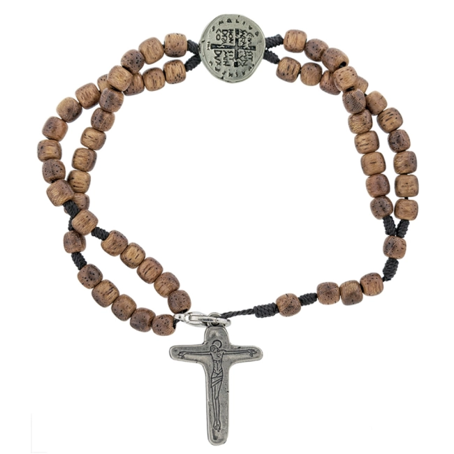 Pulseira Terço com Cruz Medalha das Duas Cruzes - Níquel Pulseira Terço com Cruz Medalha das Duas Cruzes - Níquel