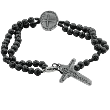 Pulseira Terço com Cruz Medalha das Duas Cruzes - Níquel Pulseira Terço com Cruz Medalha das Duas Cruzes - Níquel