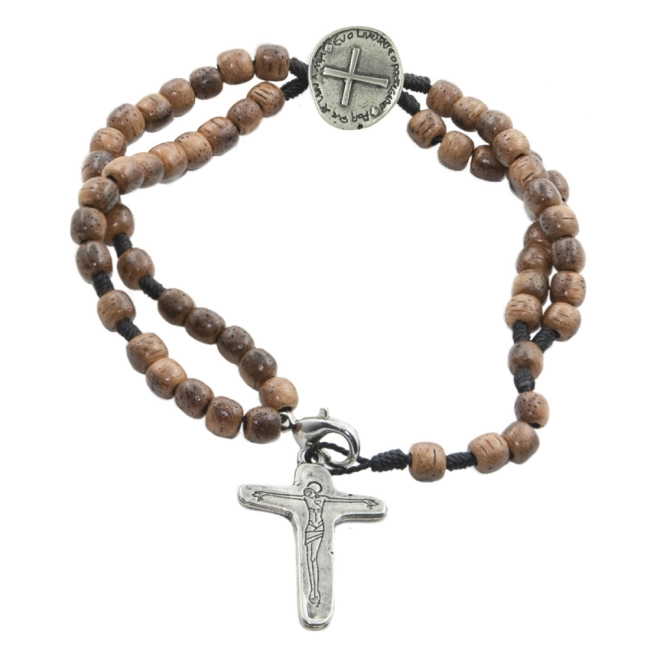 Pulseira Terço com Cruz Medalha das Duas Cruzes - Níquel Pulseira Terço com Cruz Medalha das Duas Cruzes - Níquel