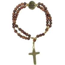 Pulseira Terço com Cruz Medalha das Duas Cruzes - Ouro Velho Pulseira Terço com Cruz Medalha das Duas Cruzes - Ouro Velho