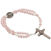 Pulseira Terço Cristal Rosa São Bento Pulseira Terço Cristal Rosa São Bento