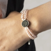 Pulseira Terço Cristal Rosa São Bento Pulseira Terço Cristal Rosa São Bento