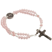 Pulseira Terço Cristal Rosa São Bento
