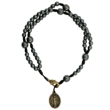 Pulseira Terço Hematita Nossa Senhora das Graças